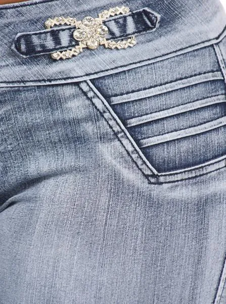 Plus Size Rhinestone Capri Denim Jeans
