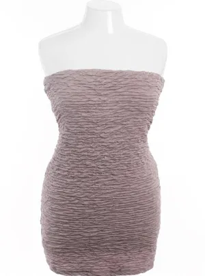 Plus Size Scrunched Tan Tube Dress