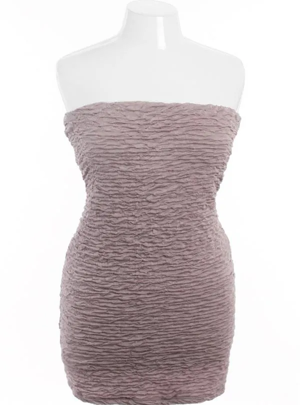 Plus Size Scrunched Tan Tube Dress