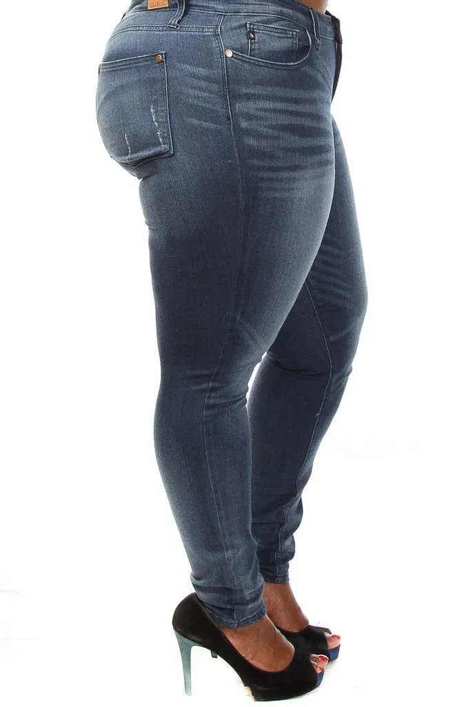 Plus Size Whisker Wash Denim Jeans