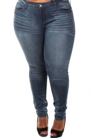 Plus Size Whisker Wash Denim Jeans