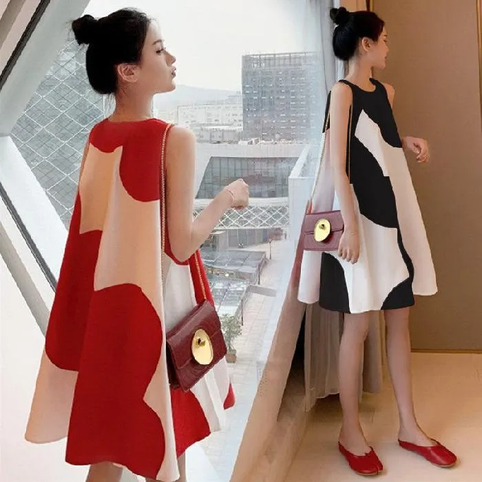 Plus Size Women's Clothing Dress Sleeveless Mid-length Dress Women