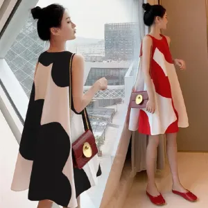 Plus Size Women's Clothing Dress Sleeveless Mid-length Dress Women