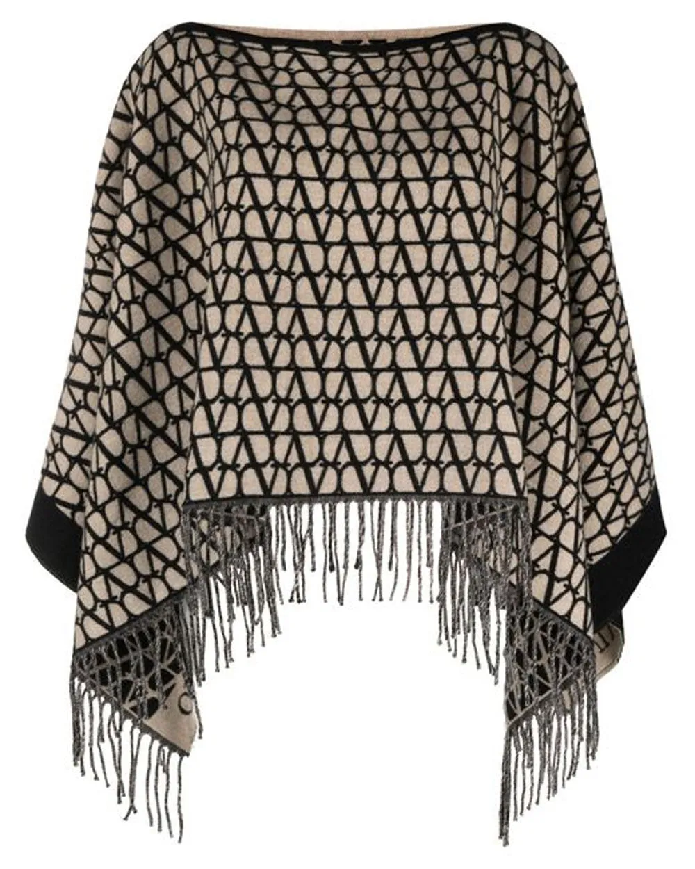 Poncho in Beige and Black
