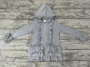 Pre order ruffle zip jackets GRAY 4-6 week tat