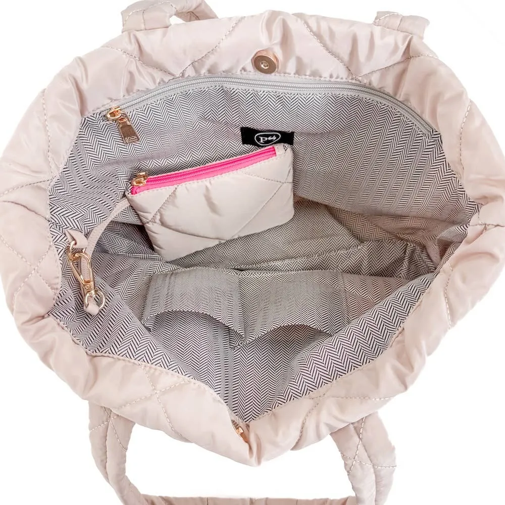 Presley Puffer Quilted Tote Bag with Pouch by Pretty Simple