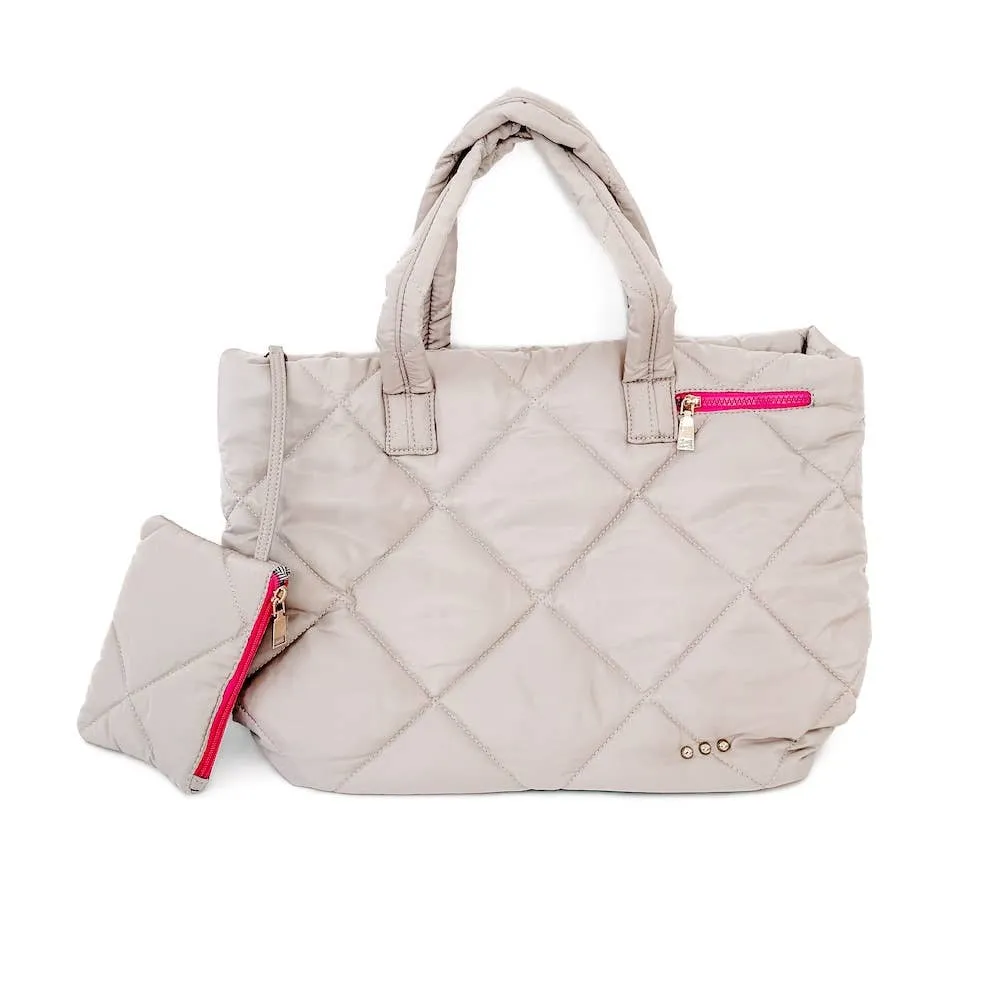 Presley Puffer Quilted Tote Bag with Pouch by Pretty Simple