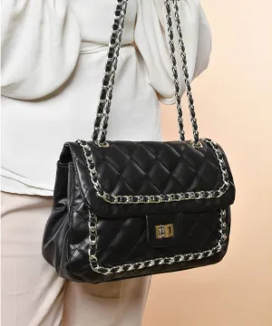 Quiled Touch Shoulder Bag - Black