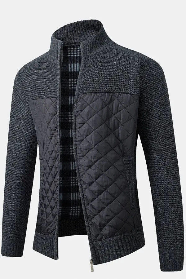 Quilted Patchwork Zip Up Sweater