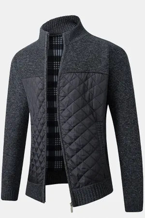 Quilted Patchwork Zip Up Sweater