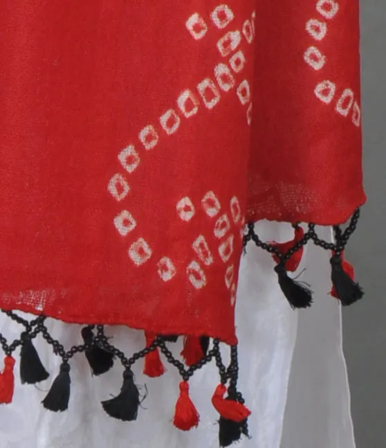Red Black Bandhej Stole