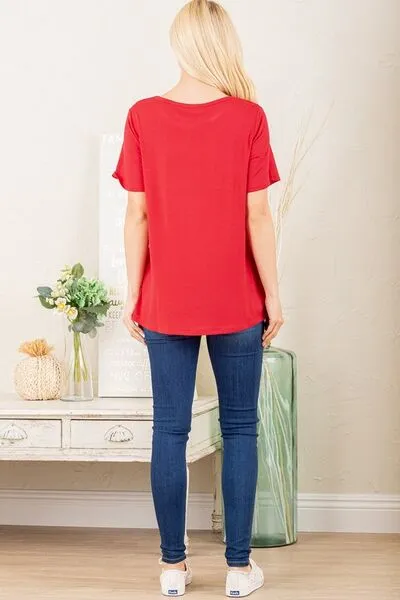 Red Leopard Lip Round Neck Short Sleeve T-Shirt Plus Size