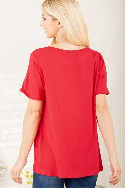 Red Leopard Lip Round Neck Short Sleeve T-Shirt Plus Size