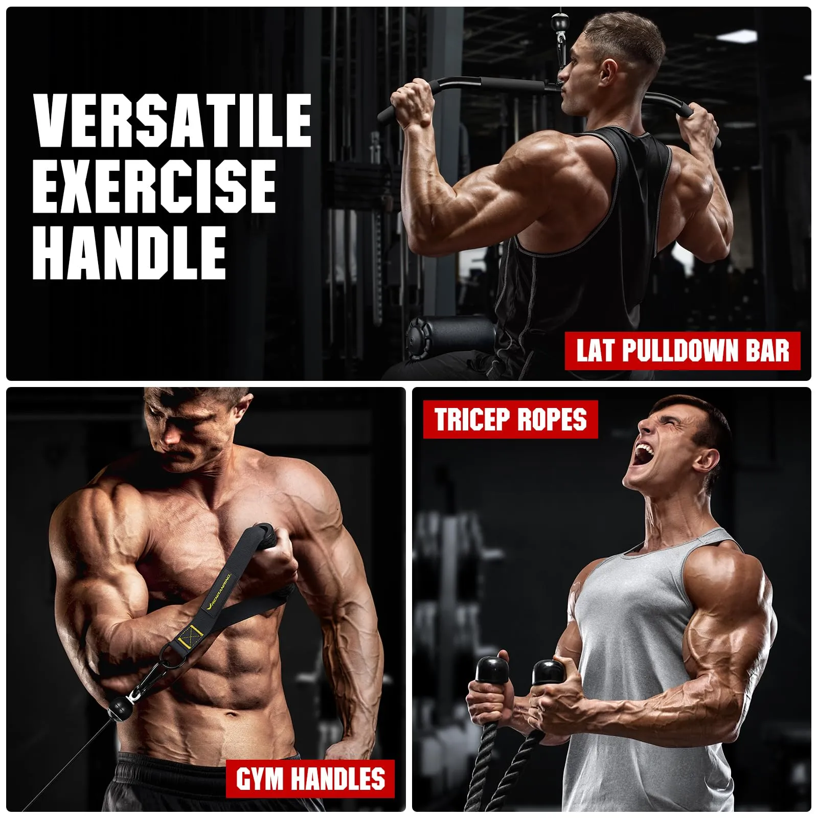 RENRANRING Fitness LAT and Lift Pulley System Gym - Upgraded LAT Pull Down Cable Machine Attachments, Loading Pin, Handle and Tricep Rope, for Biceps Curl, Forearm, Triceps Exercise Gym Equipment