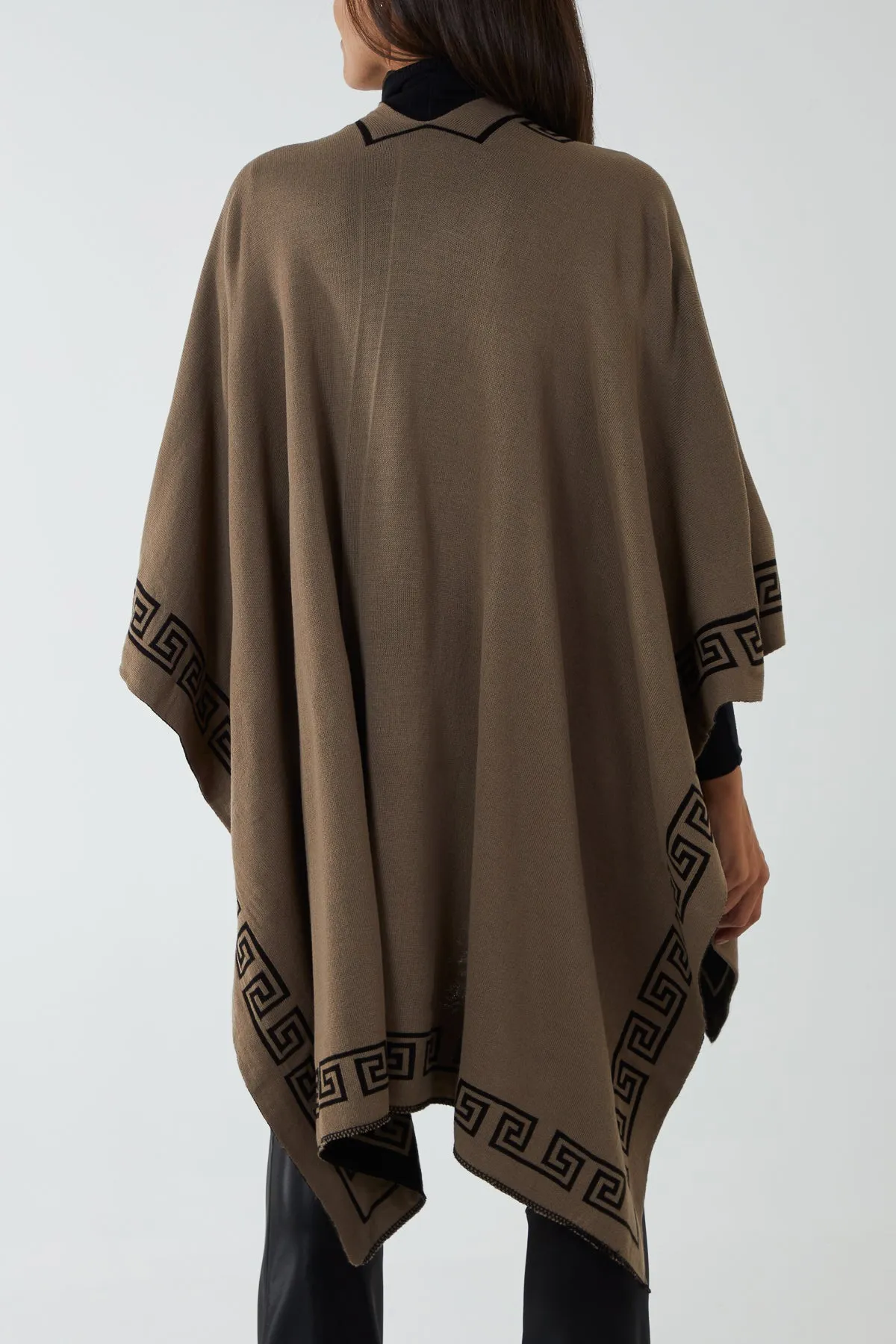 Reversible Geometric Trim Fine Knitted Cape