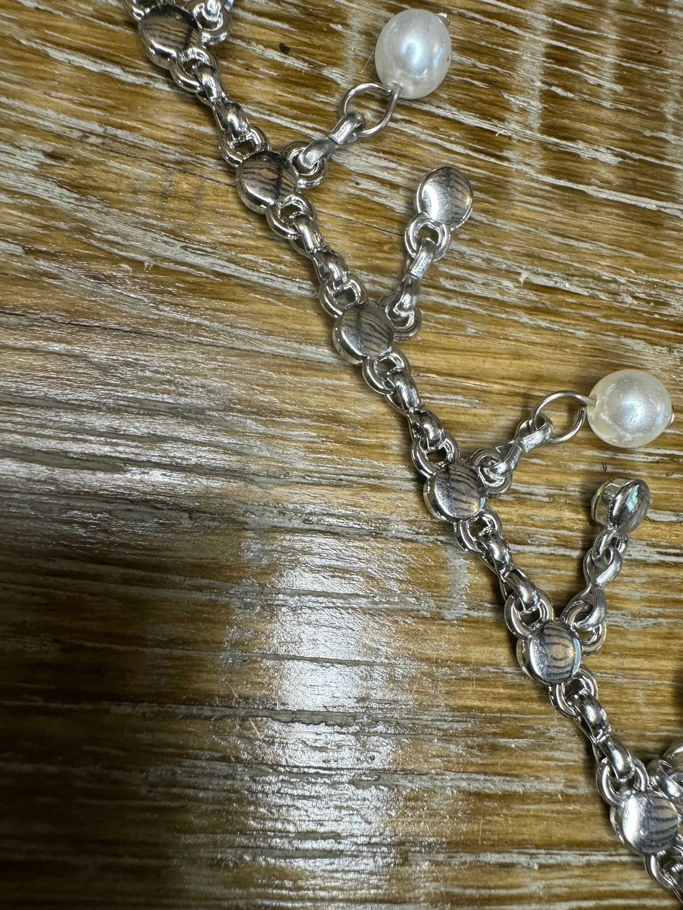 Rhinestone Pearl Chain Fringe Trimming, Silver Diamanté Chain, Bridal, Clothing, Crafts, Handbag, Bags