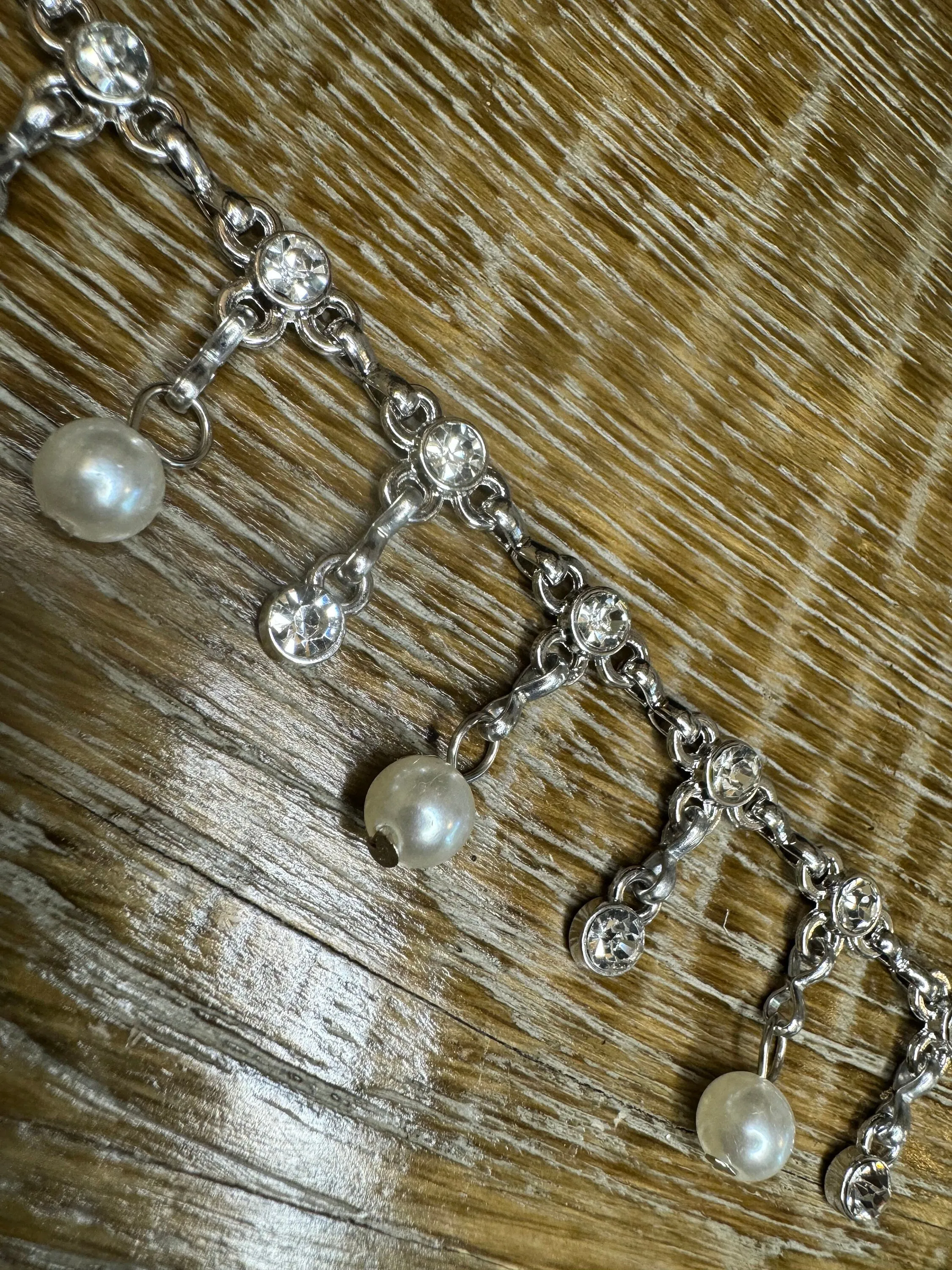 Rhinestone Pearl Chain Fringe Trimming, Silver Diamanté Chain, Bridal, Clothing, Crafts, Handbag, Bags