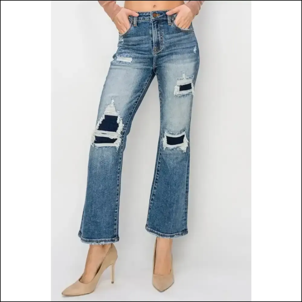 Risen High Rise: where your Confidence Meets Ankle Flair and Distress! 😄