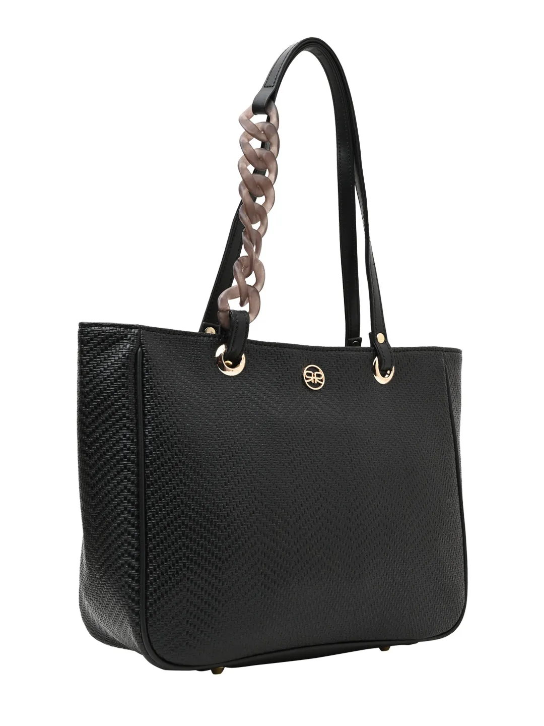 Rocia By Regal Black Women Textured Chain Handle Bag