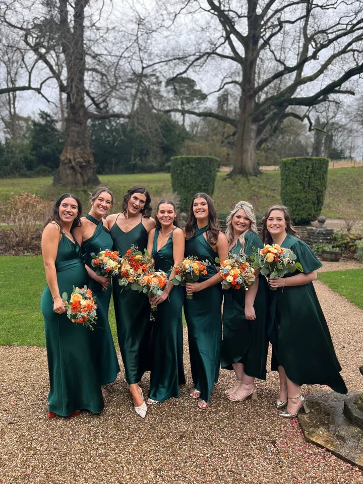 Roma Dress in Forest Green Satin