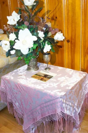 Rose Quartz Piano Shawl Scarf Fringe Wrap Silk Burnout Velvet Maya Matazaro