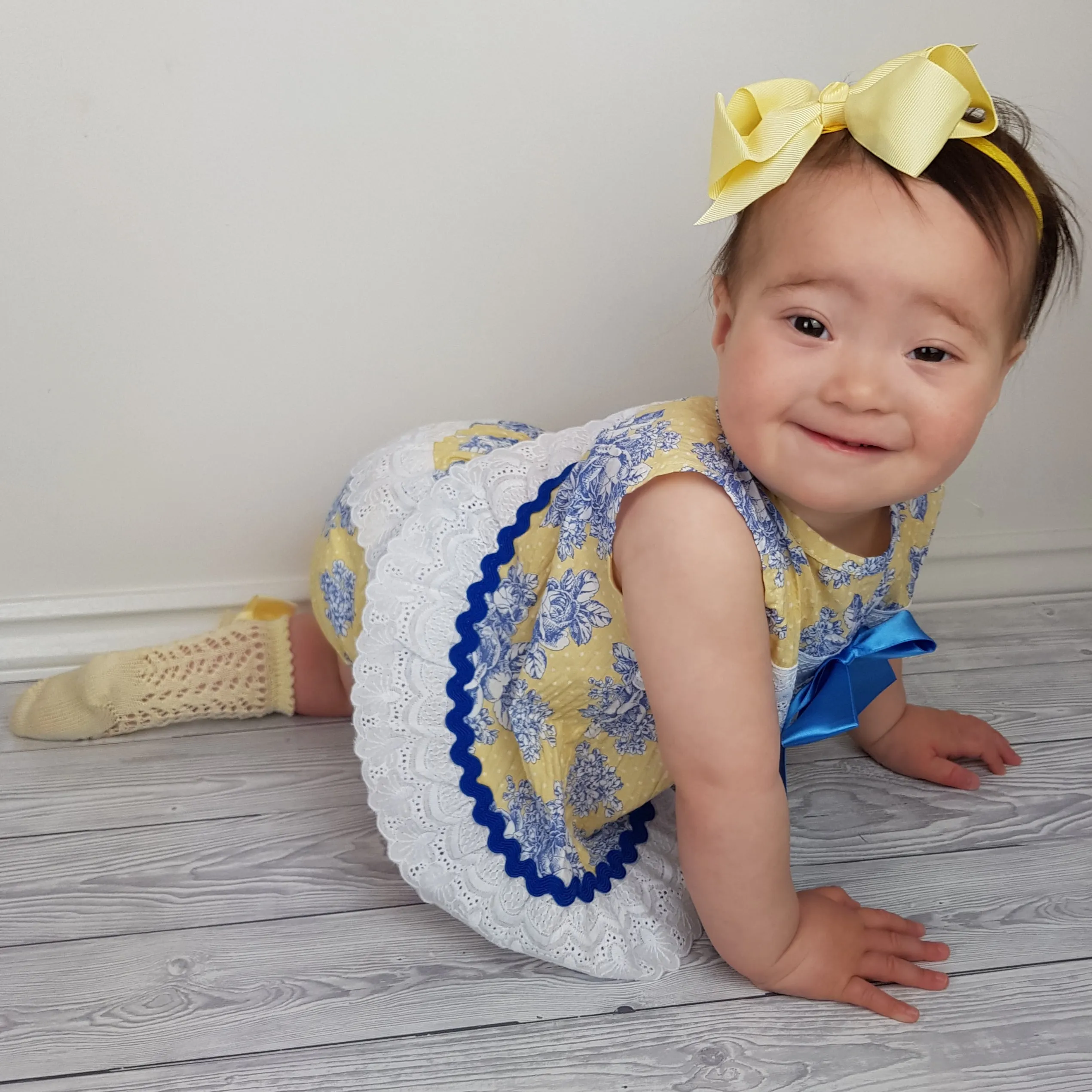*SALE* Ceyber Baby Girls Yellow And Blue Dress 3M