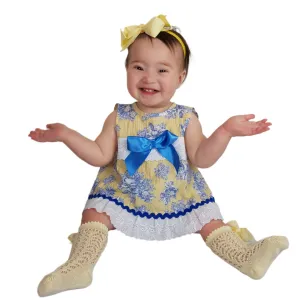 *SALE* Ceyber Baby Girls Yellow And Blue Dress 3M