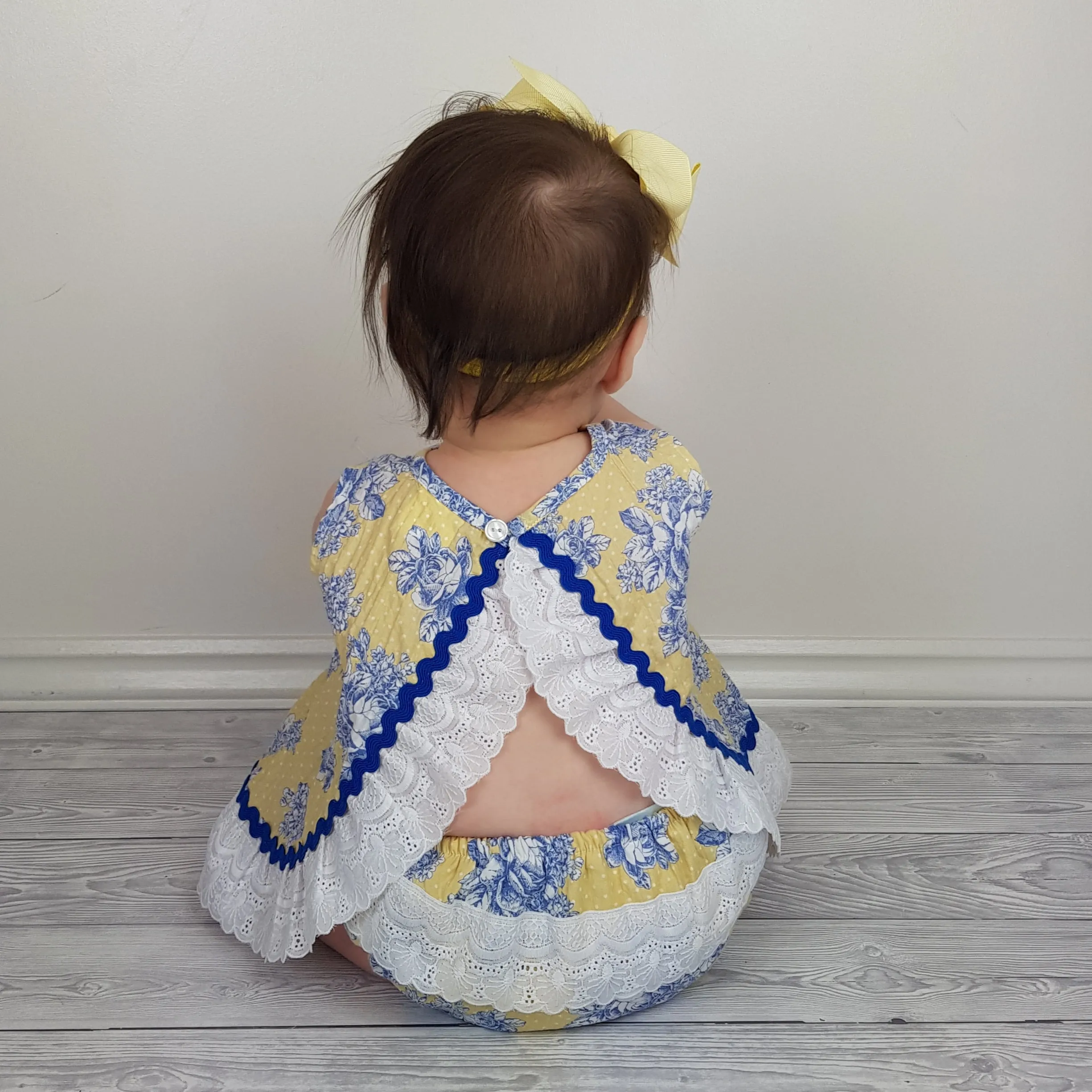 *SALE* Ceyber Baby Girls Yellow And Blue Dress 3M