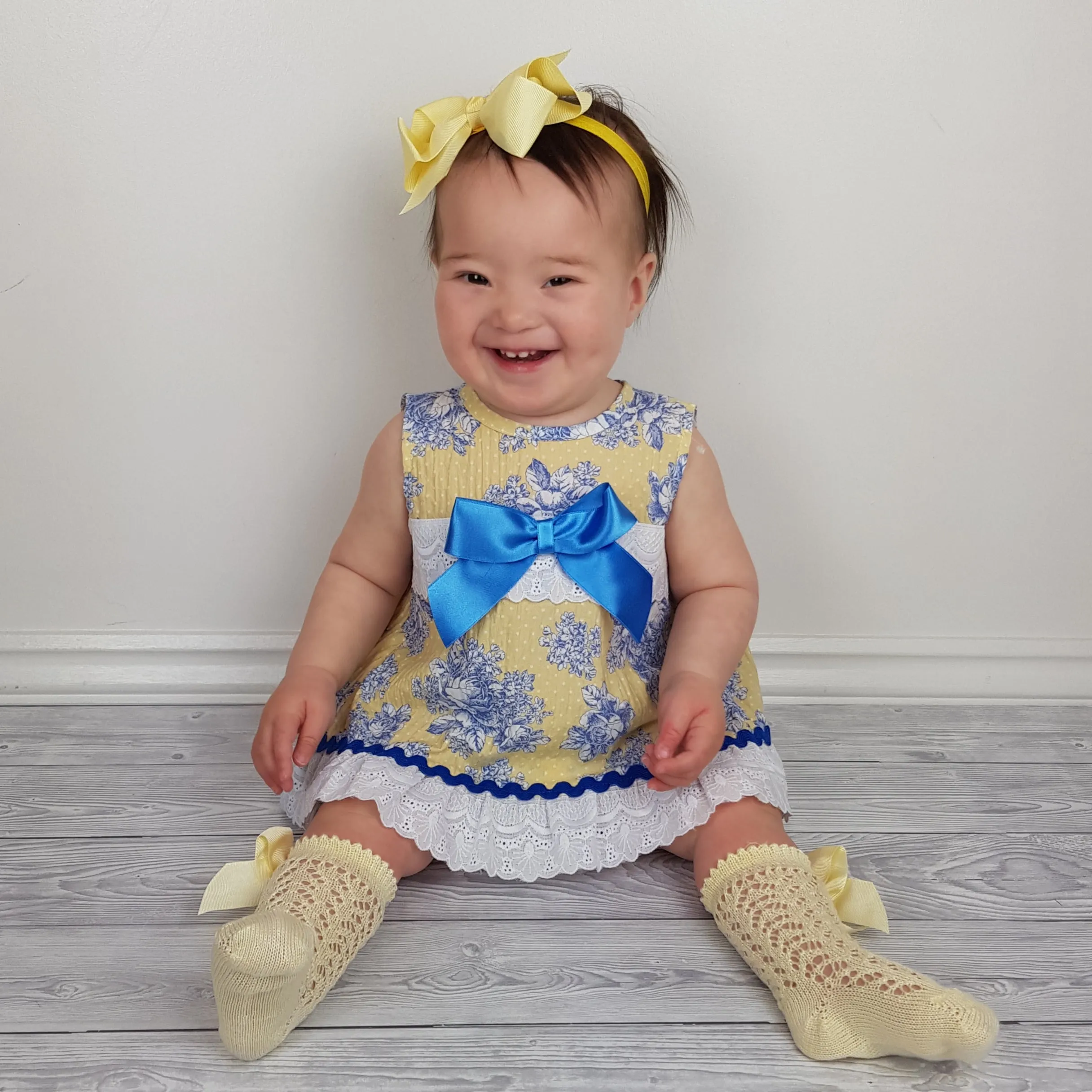 *SALE* Ceyber Baby Girls Yellow And Blue Dress 3M