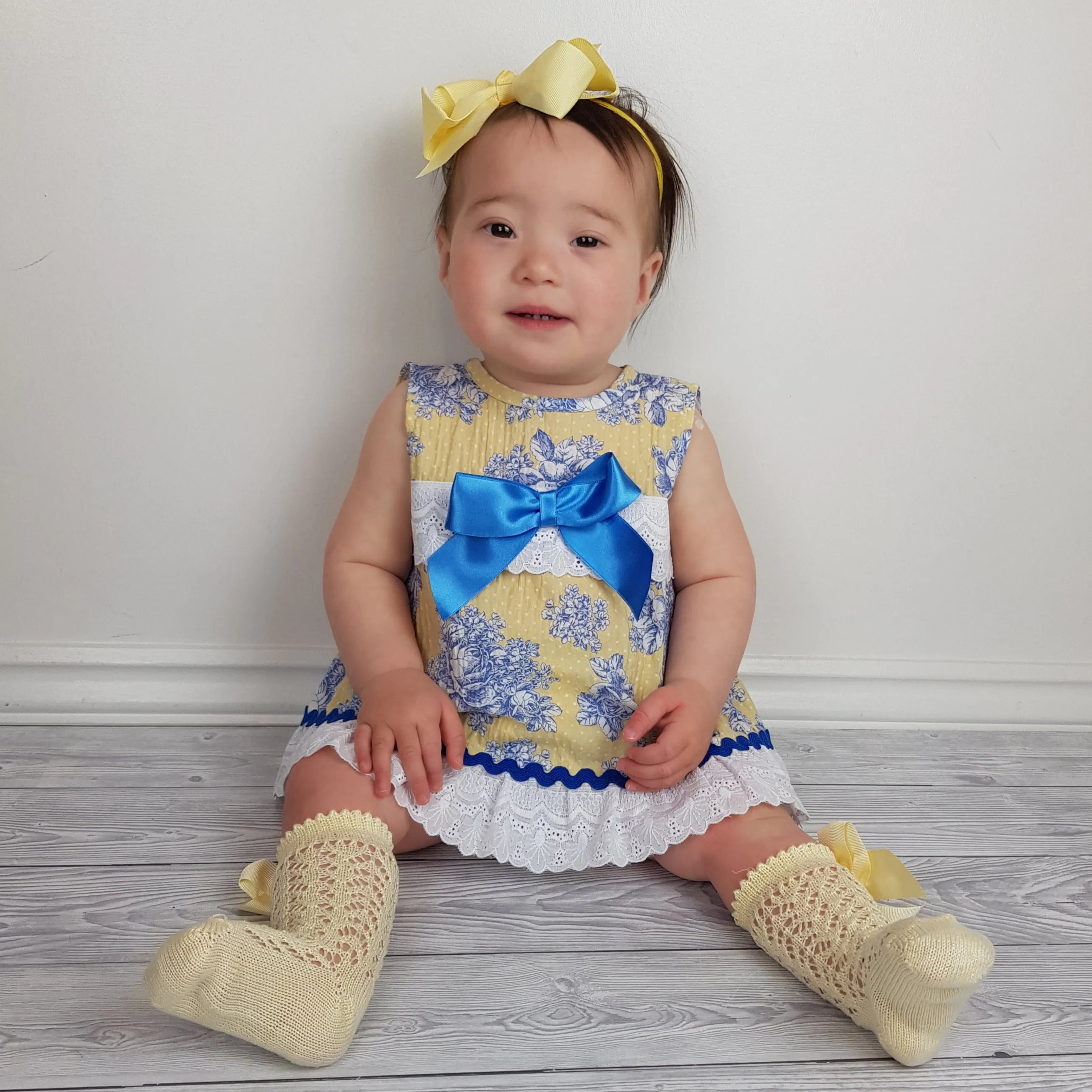 *SALE* Ceyber Baby Girls Yellow And Blue Dress 3M