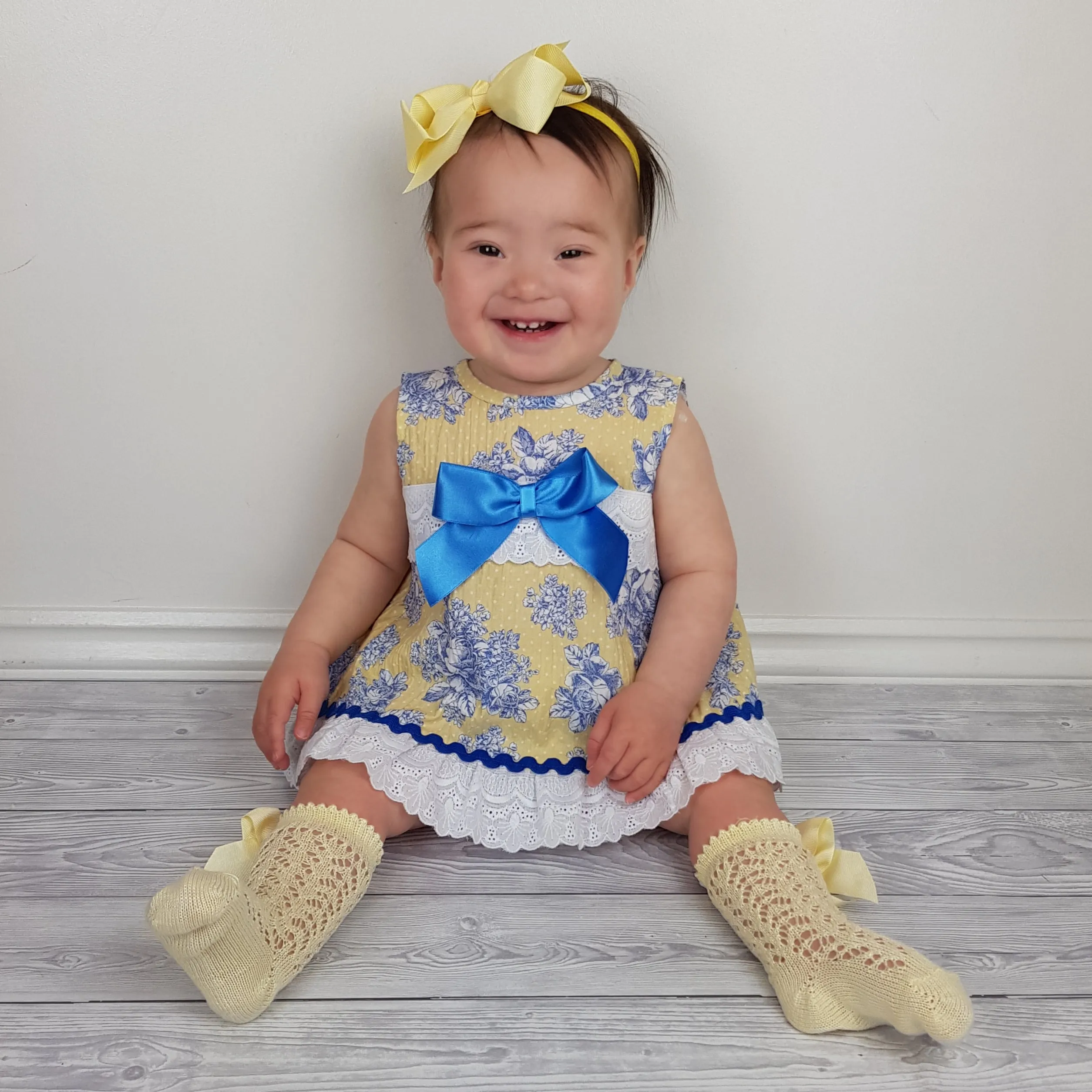 *SALE* Ceyber Baby Girls Yellow And Blue Dress 3M