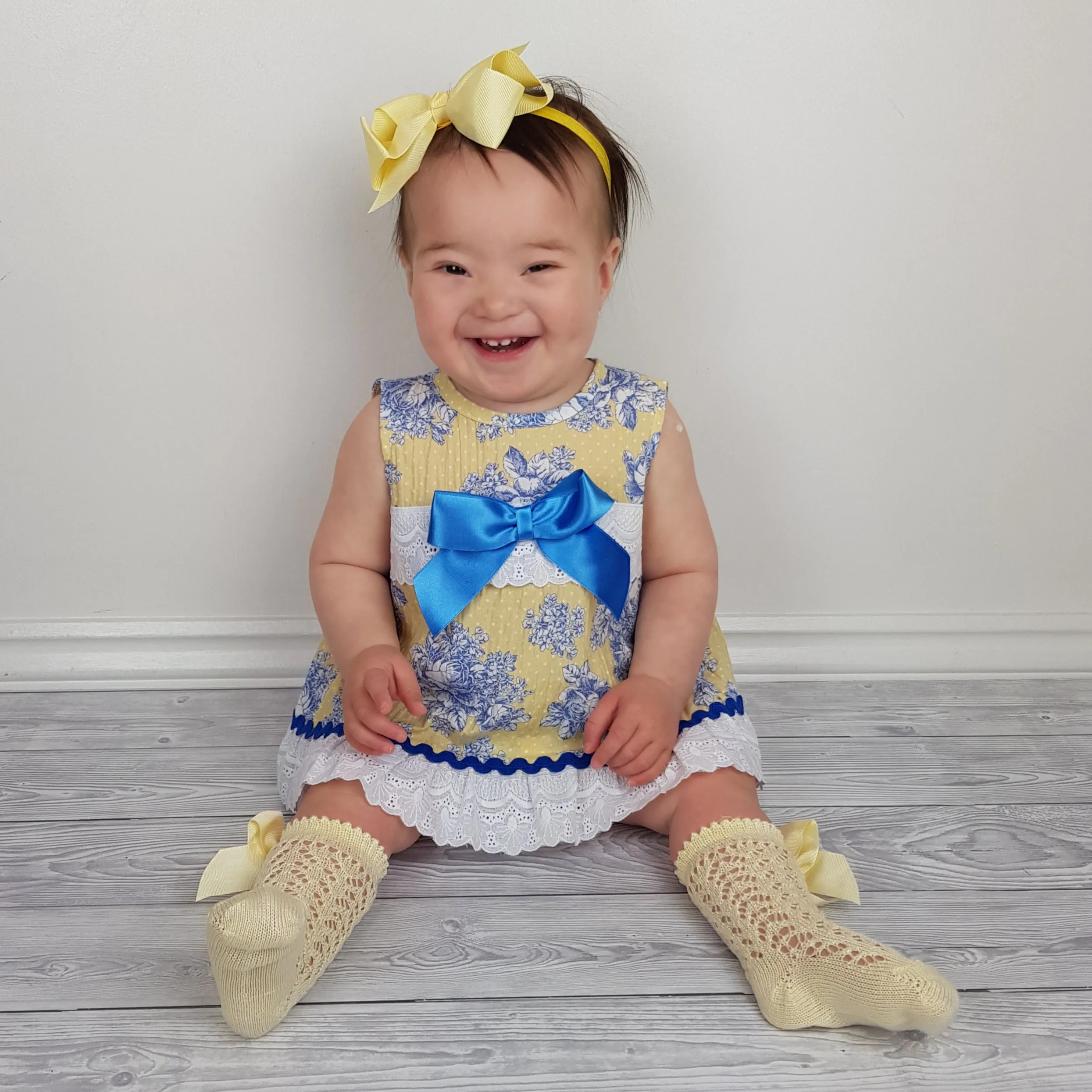 *SALE* Ceyber Baby Girls Yellow And Blue Dress 3M
