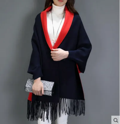 SC2 2017 Oversize Double Side Scarf Winter Faux Cashmere Poncho Women Solid Designer Female Long Sleeves Wrap Vintage Shawl