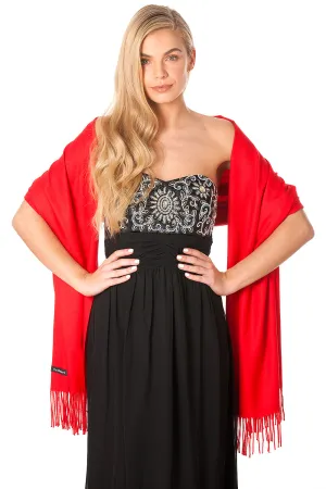 Scarlet Red Cashmere Pashmina Shawl Scarf