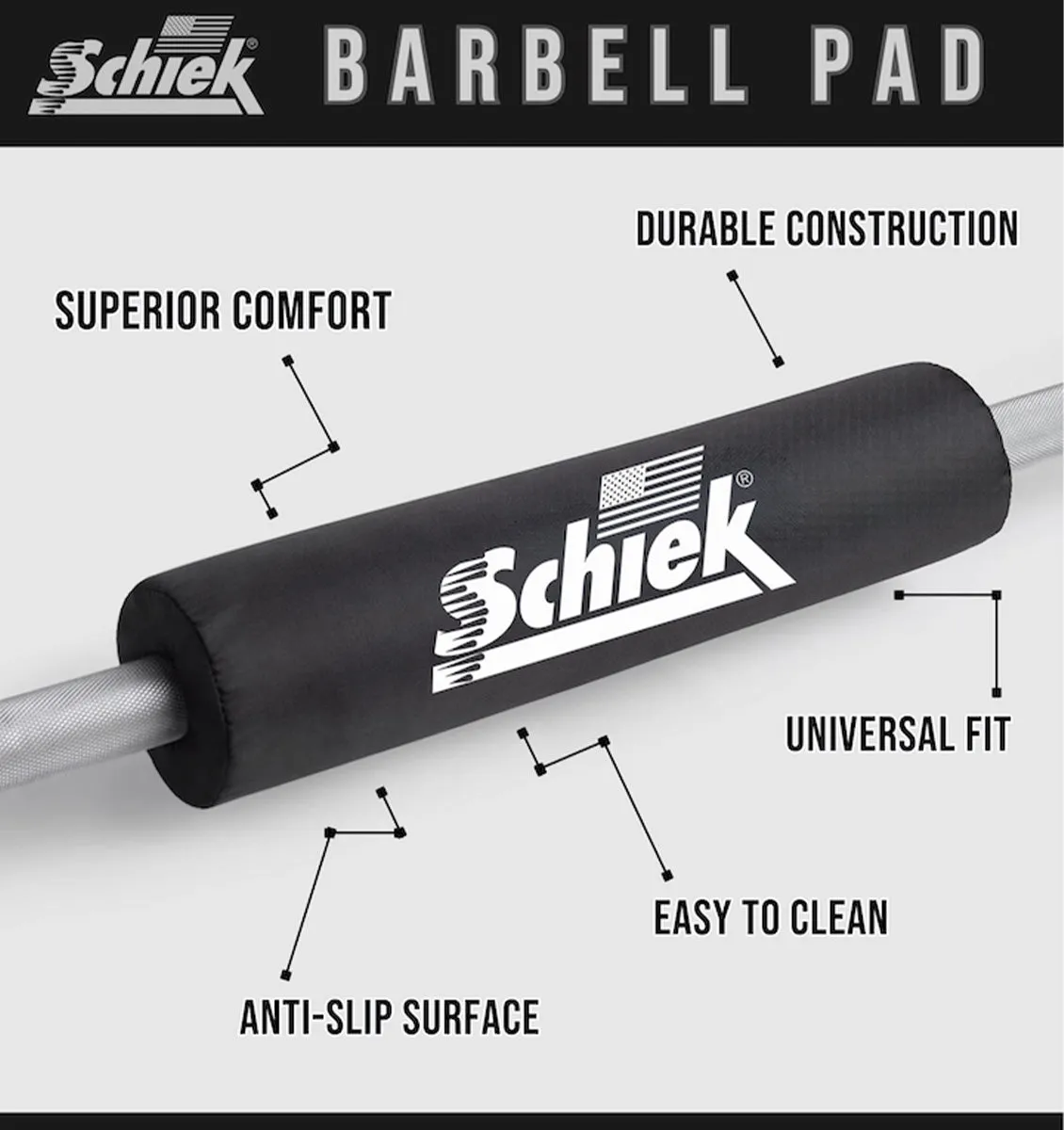 Schiek 16" Barbell Pad - Black