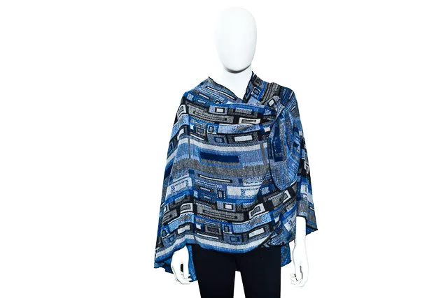 Shades of Denim, Black & White Reversible Cashmere Shawl