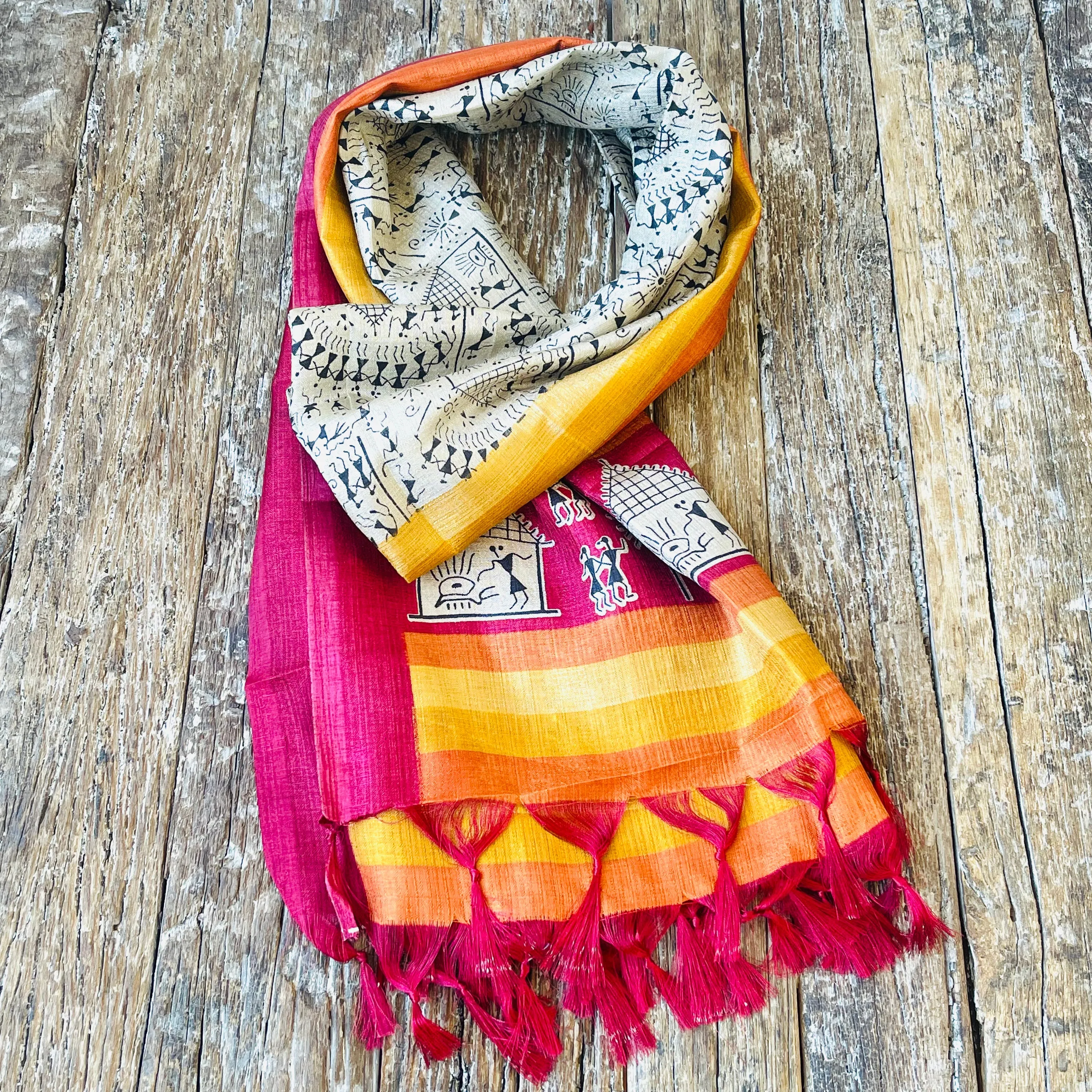 SILK FRINGED SARONG/ SCARF 100x180CM