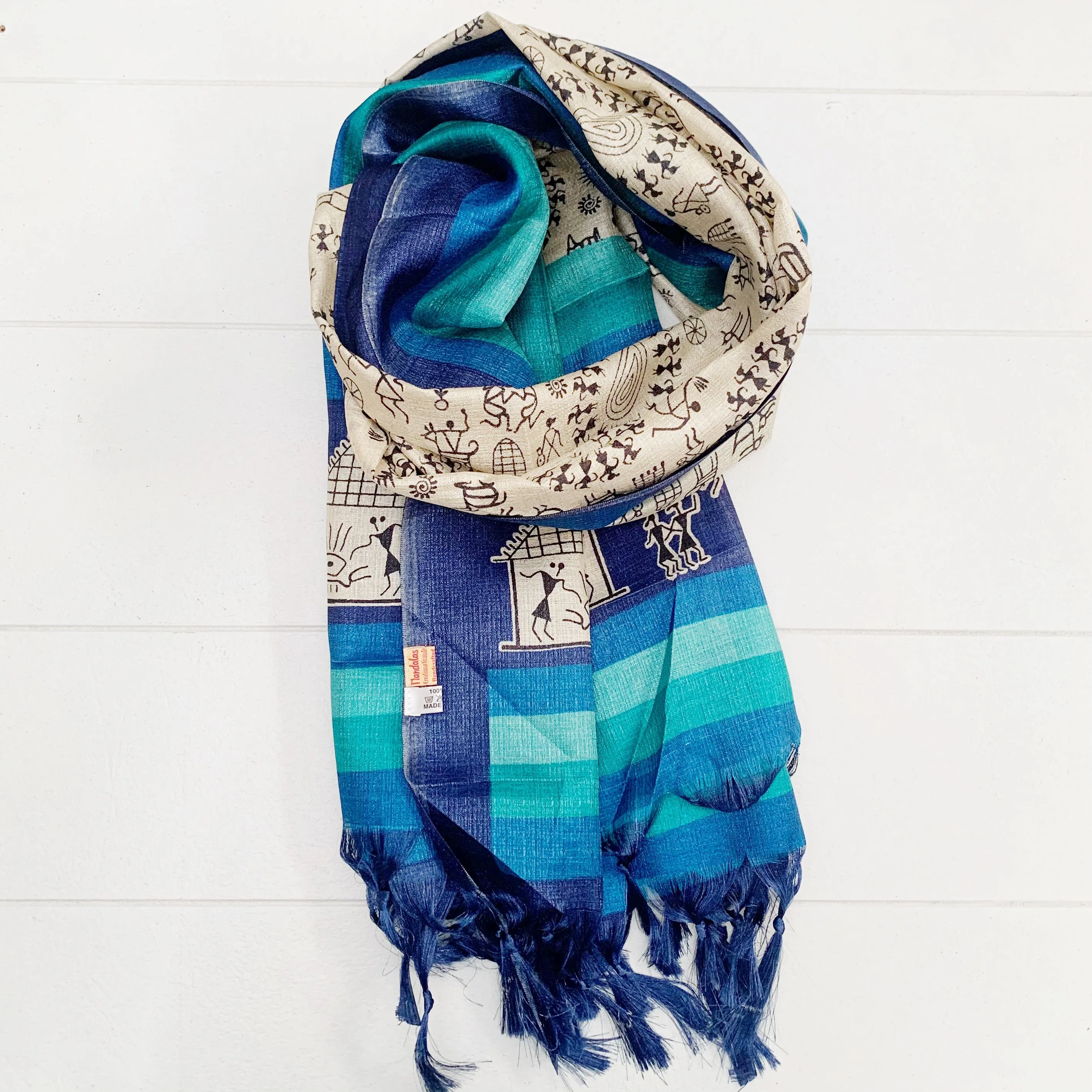 SILK FRINGED SARONG/ SCARF 100x180CM