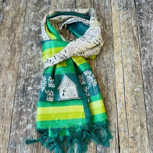 SILK FRINGED SARONG/ SCARF 100x180CM