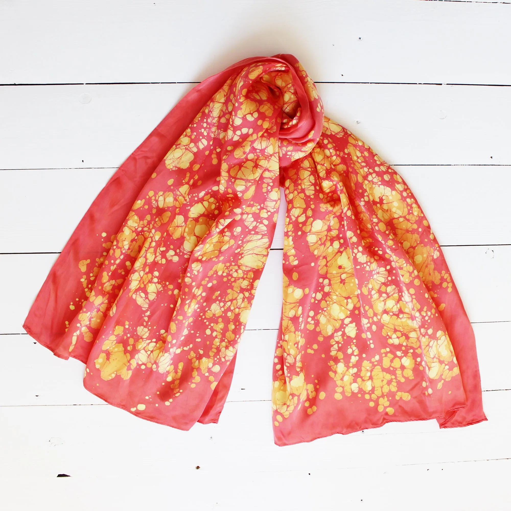 Silk Shawl - batik and tie dye; large
