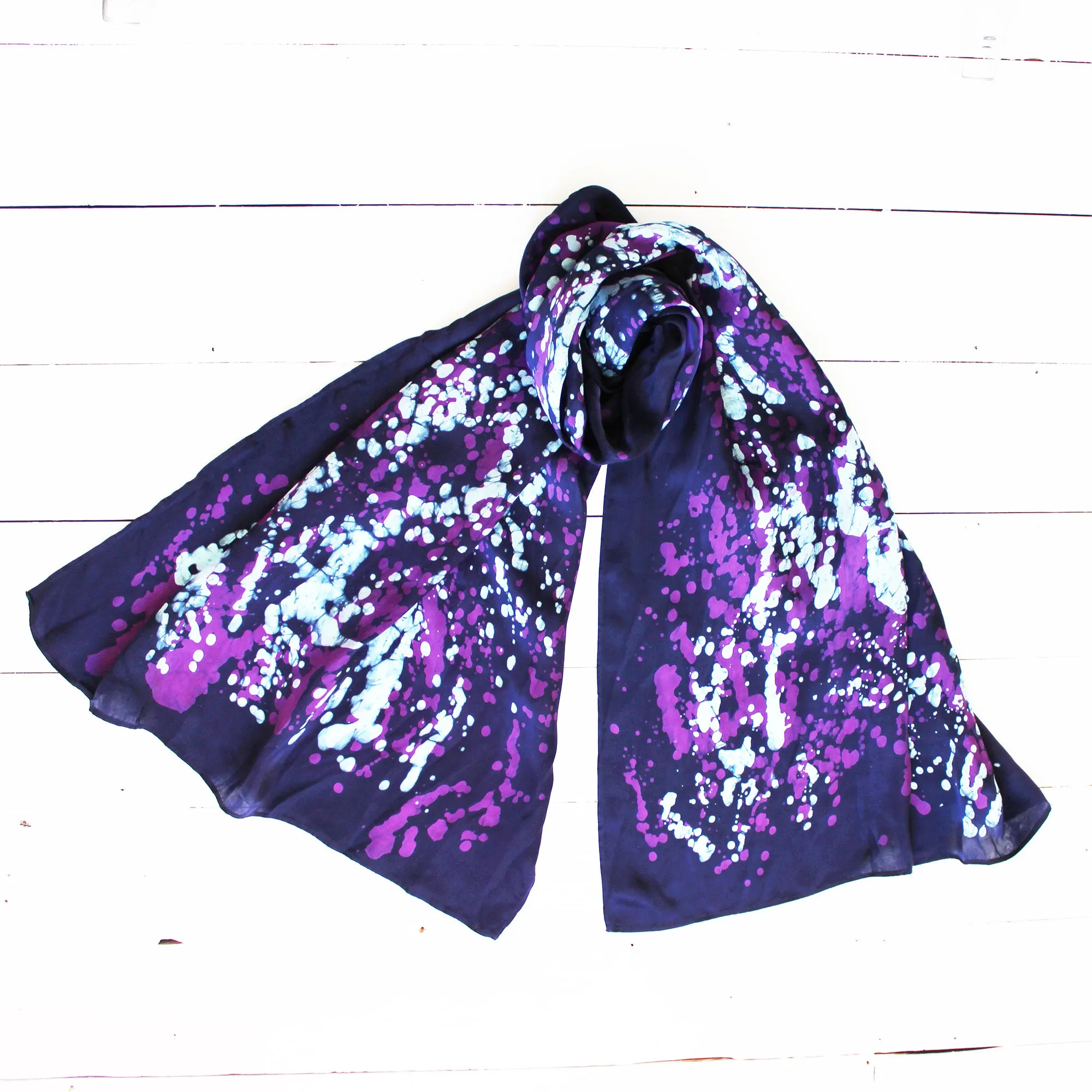 Silk Shawl - batik and tie dye; large