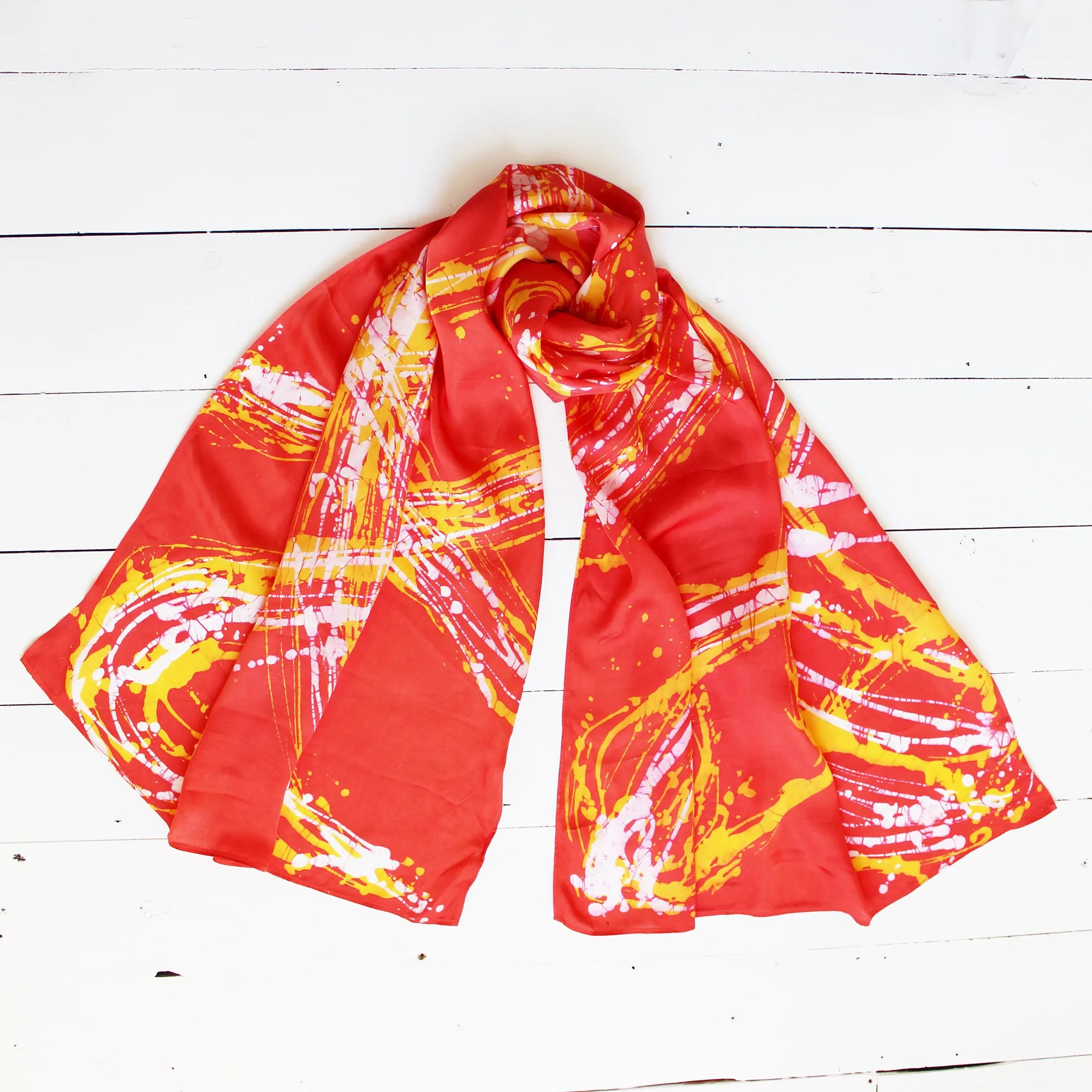Silk Shawl - batik and tie dye; large