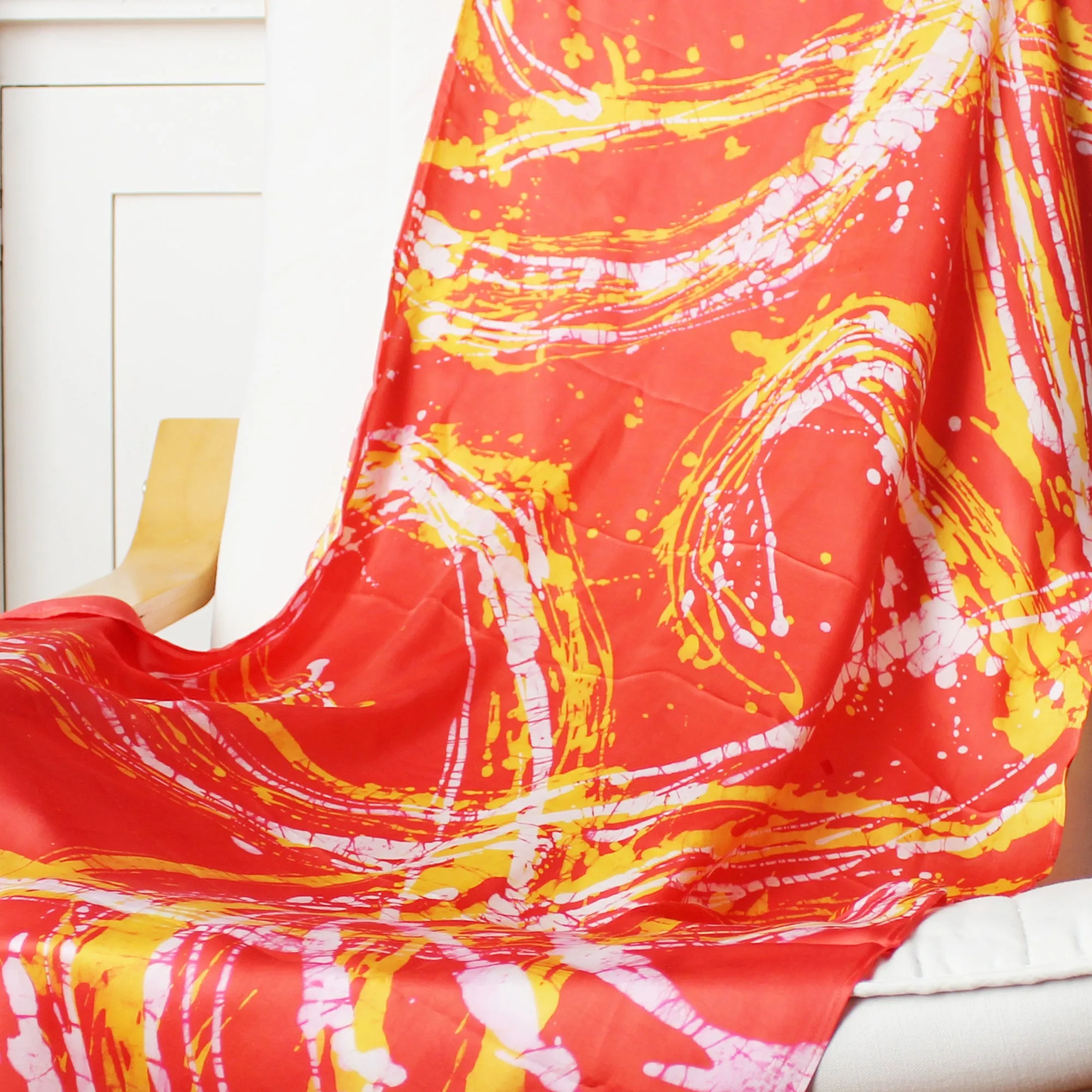 Silk Shawl - batik and tie dye; large
