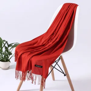Solid Scarf Winter Hijabs Tassels Long Lady Shawls