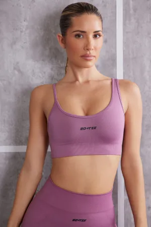 Stretch - Asymmetric Sports Bra in Mauve