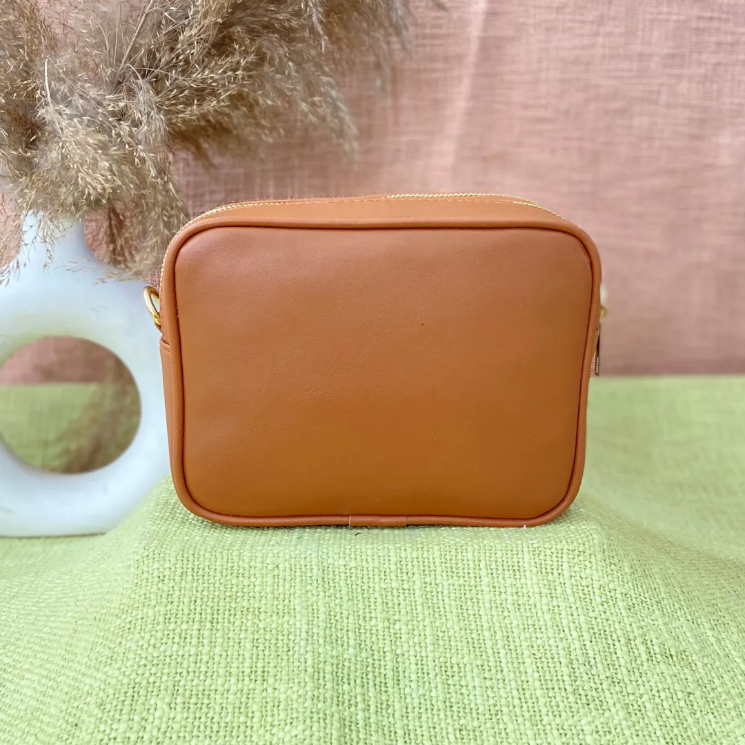 Tan Dual Compartment Bag with Boho Belt   Mini Wallet Combo