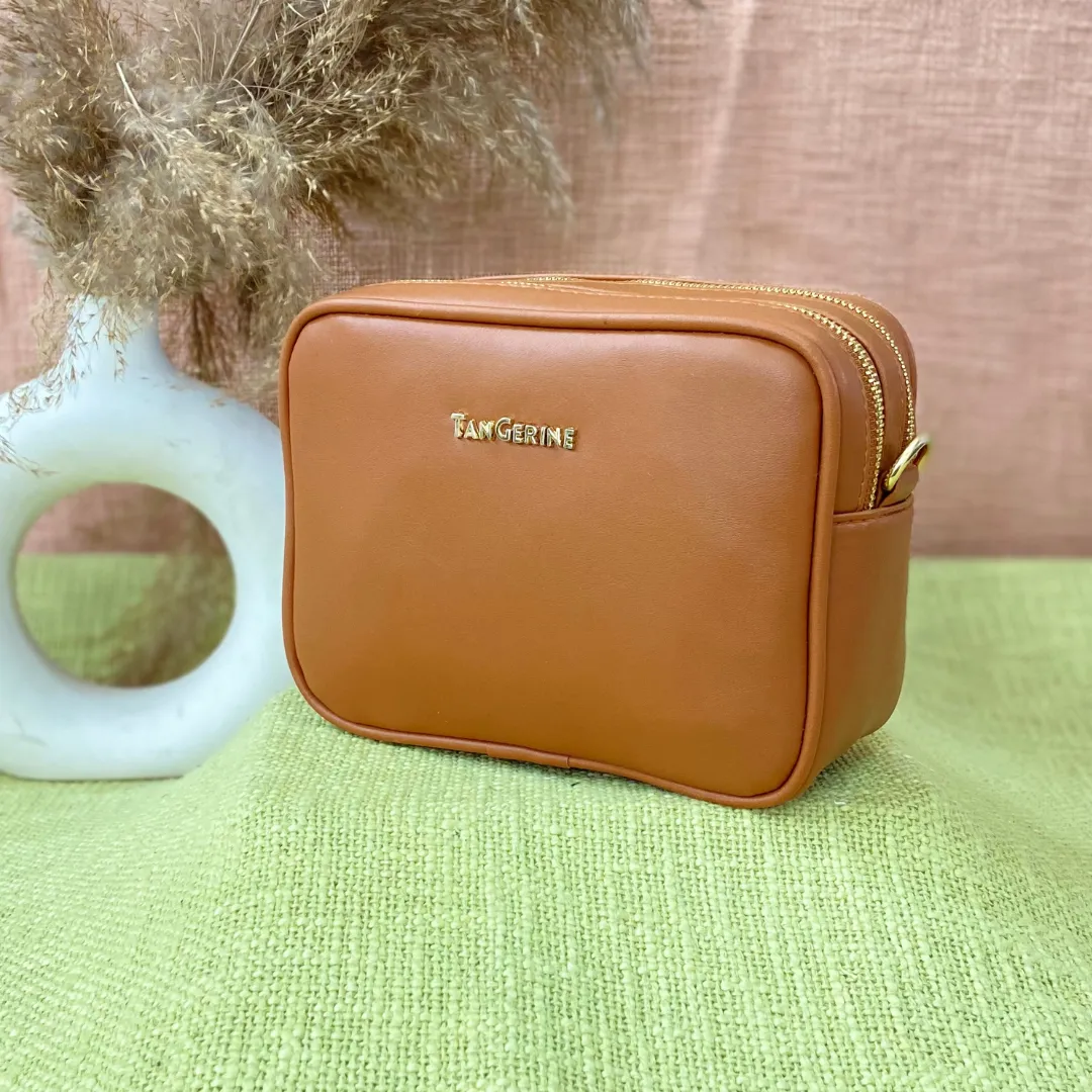 Tan Dual Compartment Bag with Boho Belt   Mini Wallet Combo
