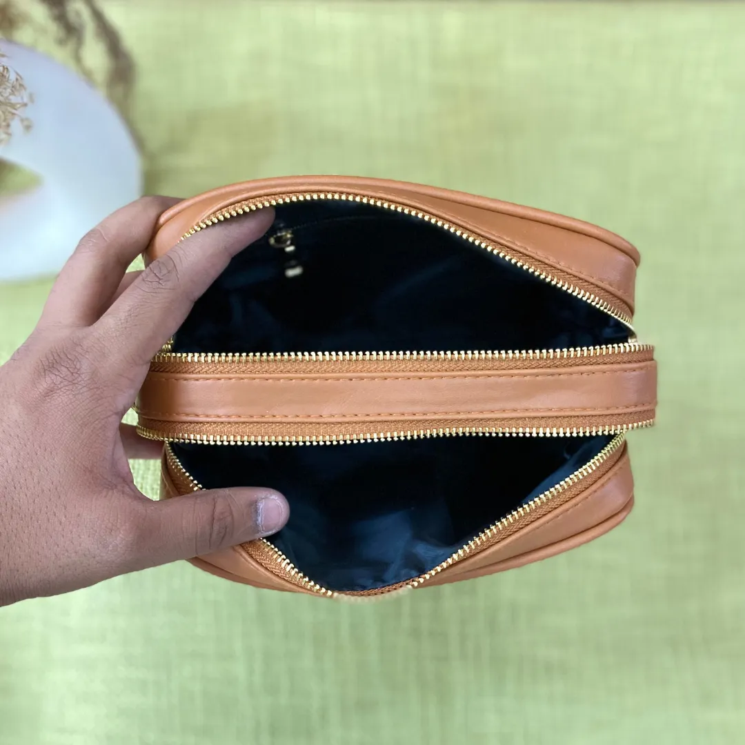 Tan Dual Compartment Bag with Boho Belt   Mini Wallet Combo
