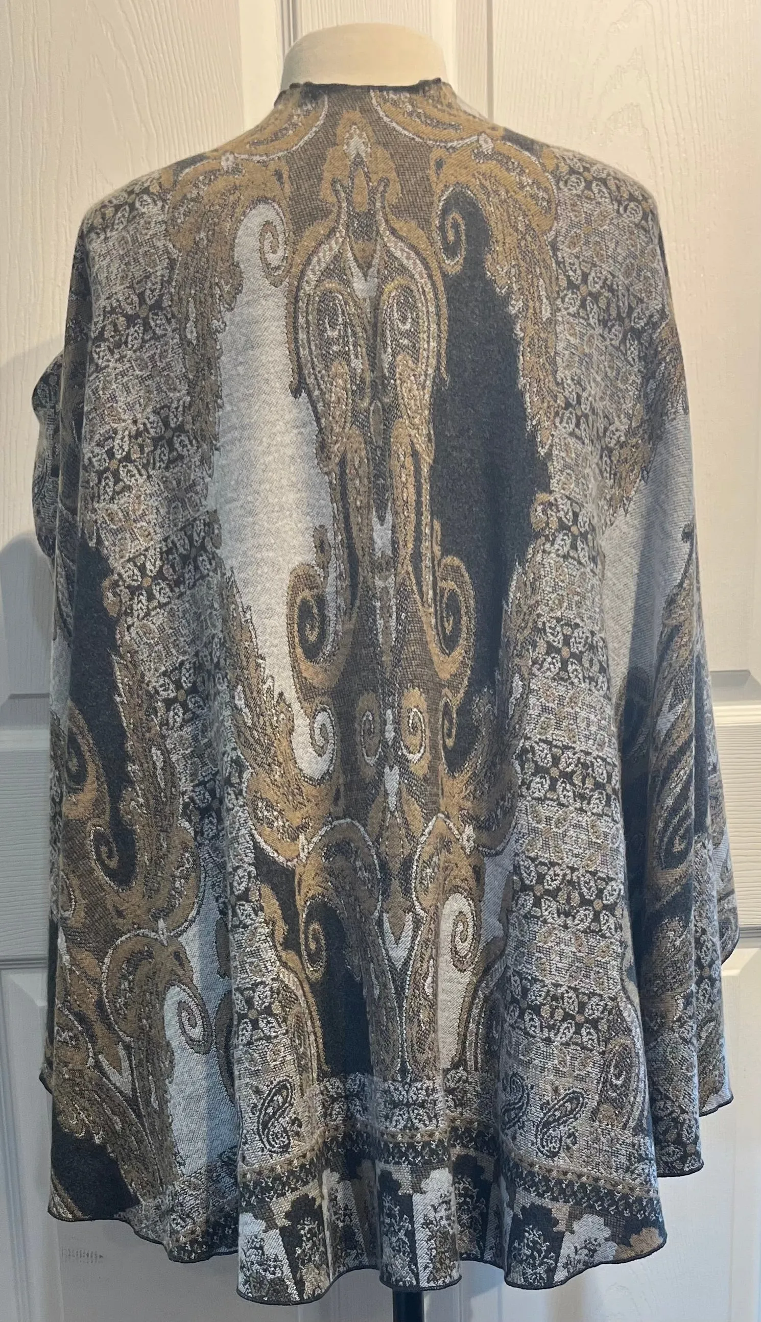 Taupe/Cream Reverses to Charcoal Grey Cashmere Shawl