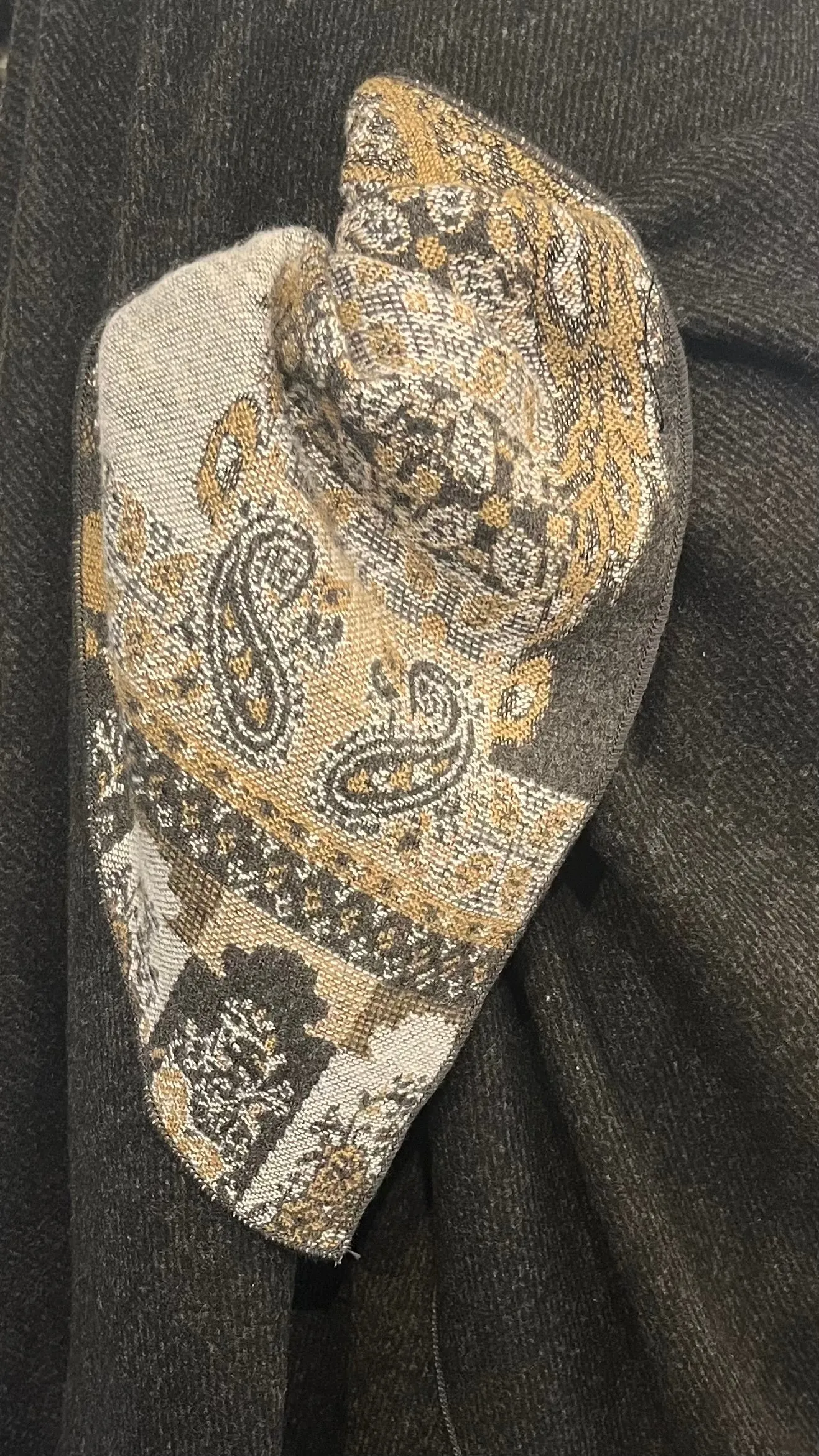 Taupe/Cream Reverses to Charcoal Grey Cashmere Shawl